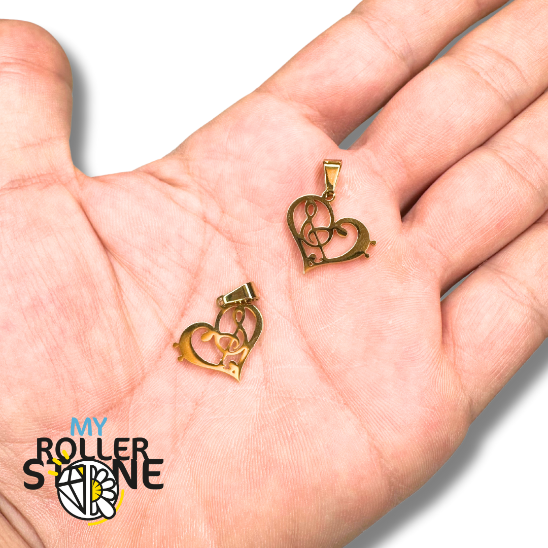 Pendentif coeur clef de sol - Breloques et pendentifs