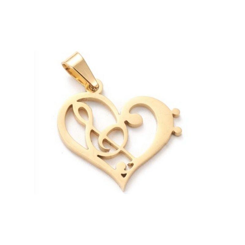 Pendentif coeur clef de sol - Breloques et pendentifs