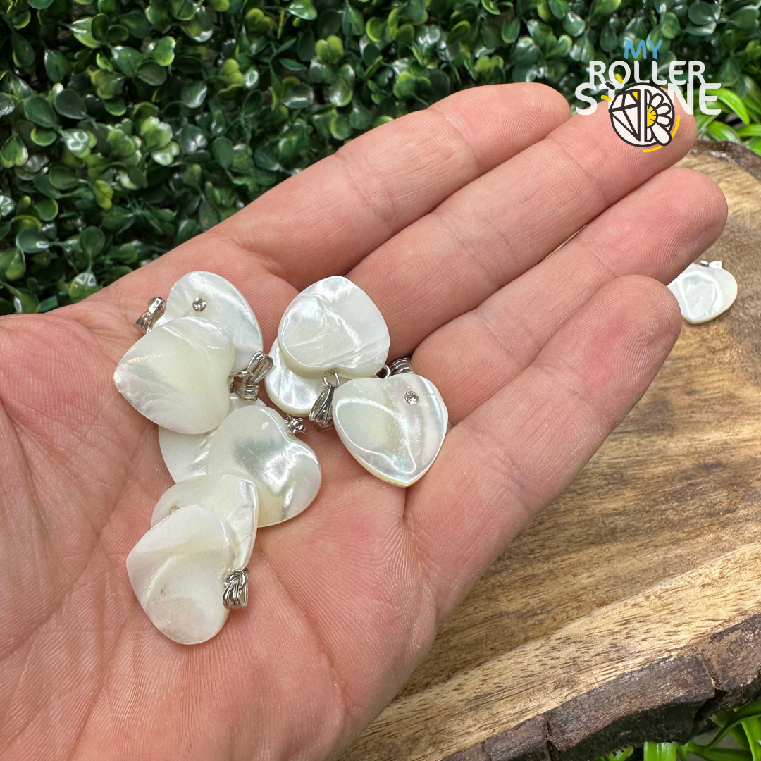 Pendentif Coeur Nacre et strass - Perles