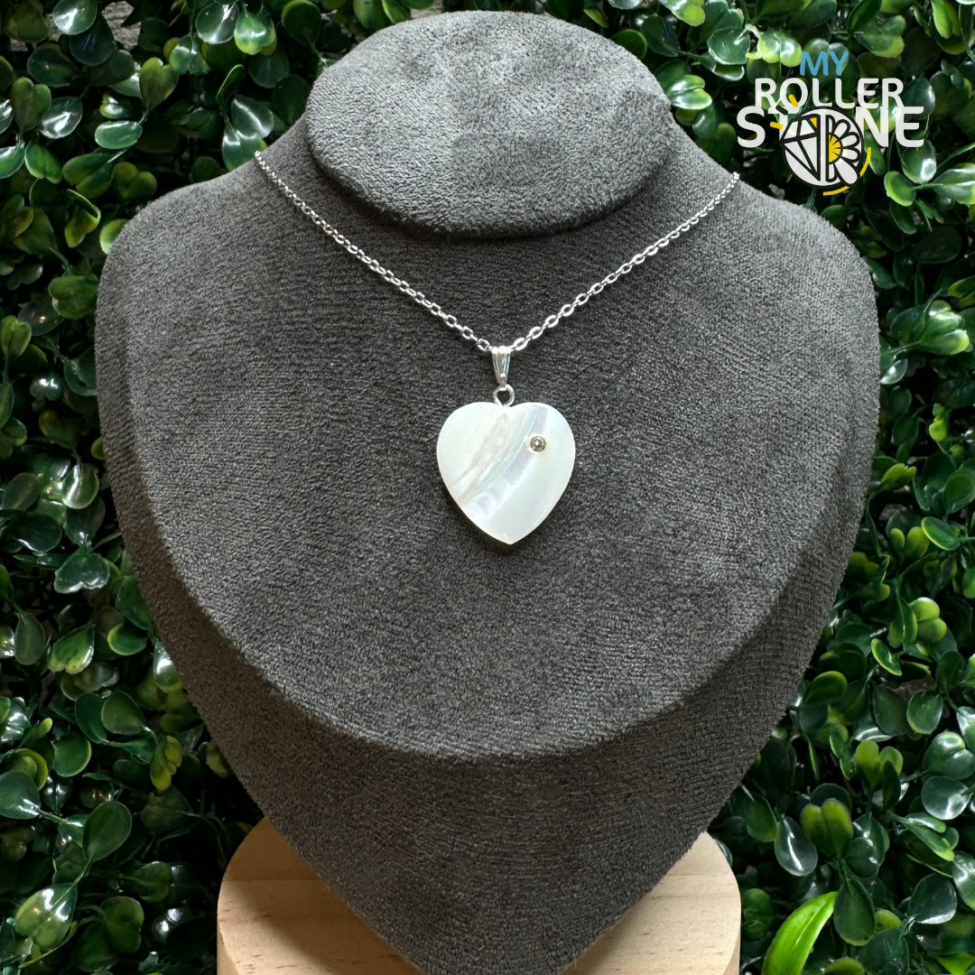 Pendentif Coeur Nacre et strass - Perles