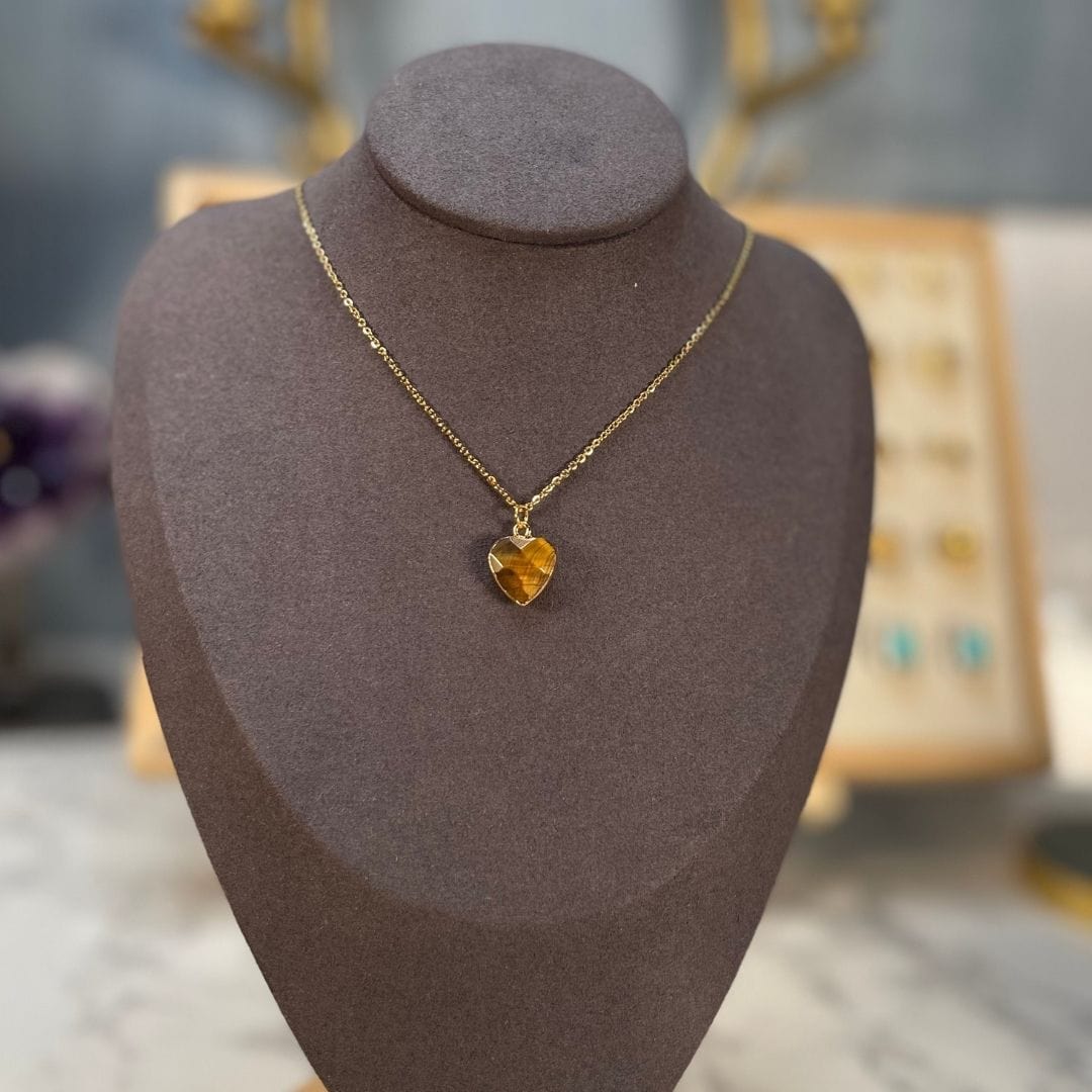Pendentif coeur Oeil de tigre - Breloques et pendentifs
