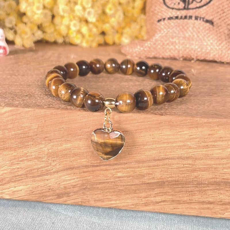 Pendentif coeur Oeil de tigre - Breloques et pendentifs