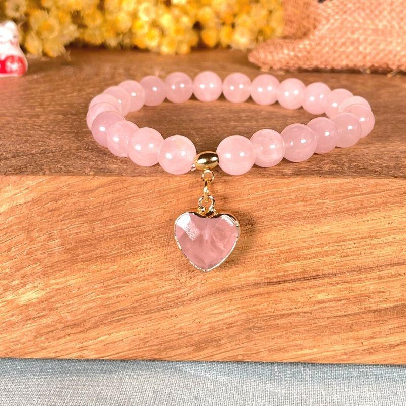 Pendentif Coeur En Quartz Rose - Amour & Douceur - Pierre Naturelle Cristal Color