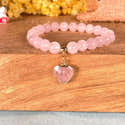 Collier Ras Du Cou Fleur De Cerisier Quartz Rose - Pendentif Cœur Plaqué Or Rose, Chaîne Réglable 40-45 Cm, Cadeau Féminin Délicat - 4