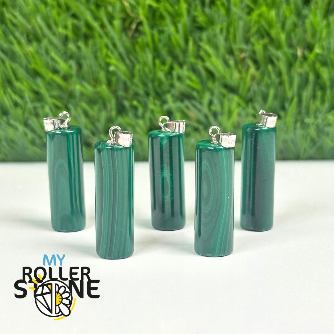 Pendentif colonne en Malachite