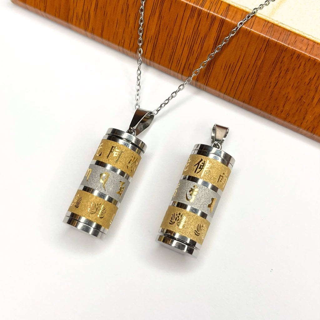 Pendentif om mani padme hum en métal précieux : titane
