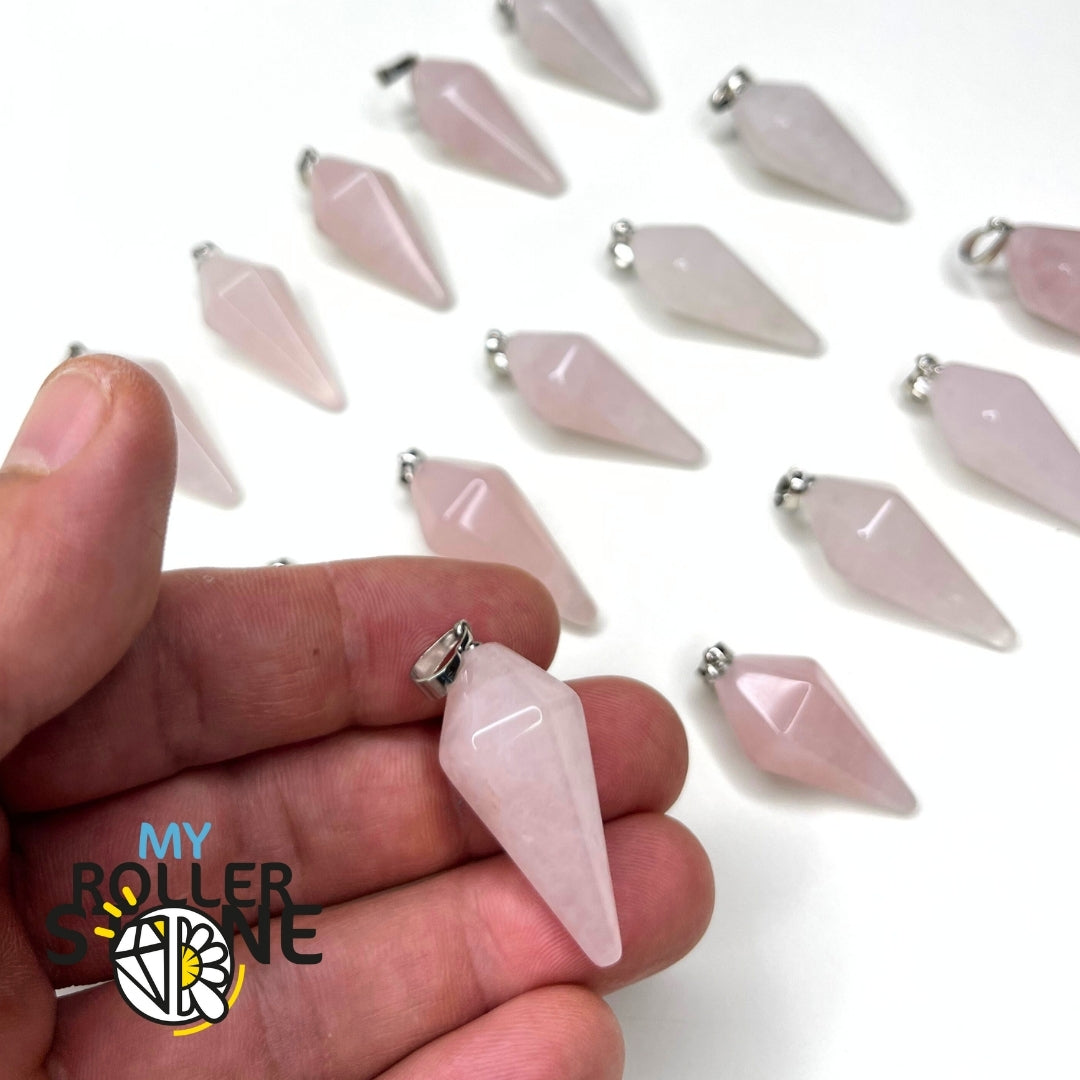 Pendentif cone en Quartz rose