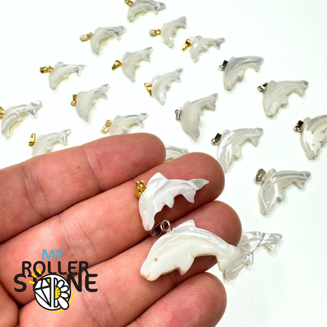 Pendentif Dauphin Coquillage Blanc
