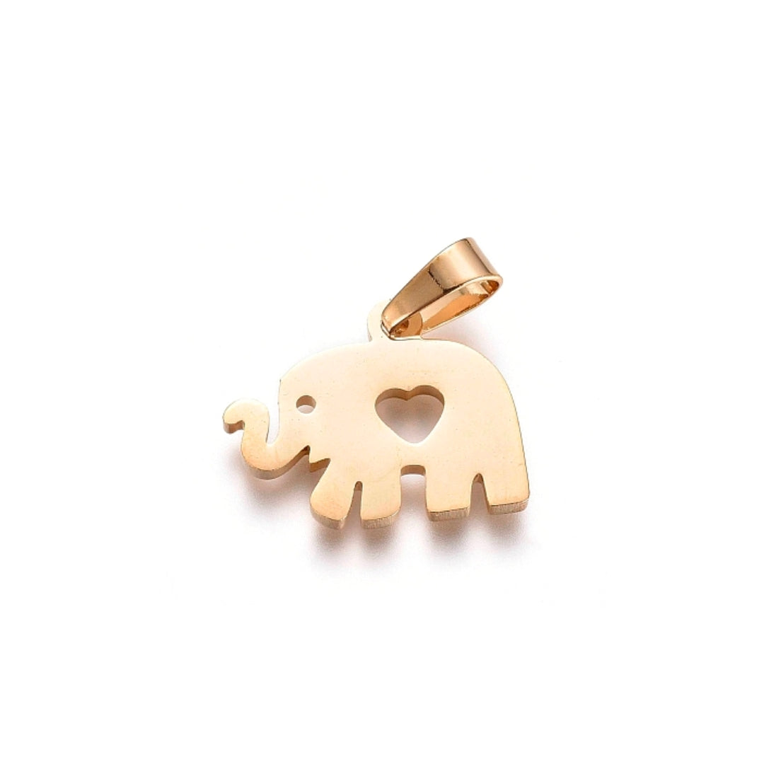 Pendentif Doré Eléphant avec Coeur