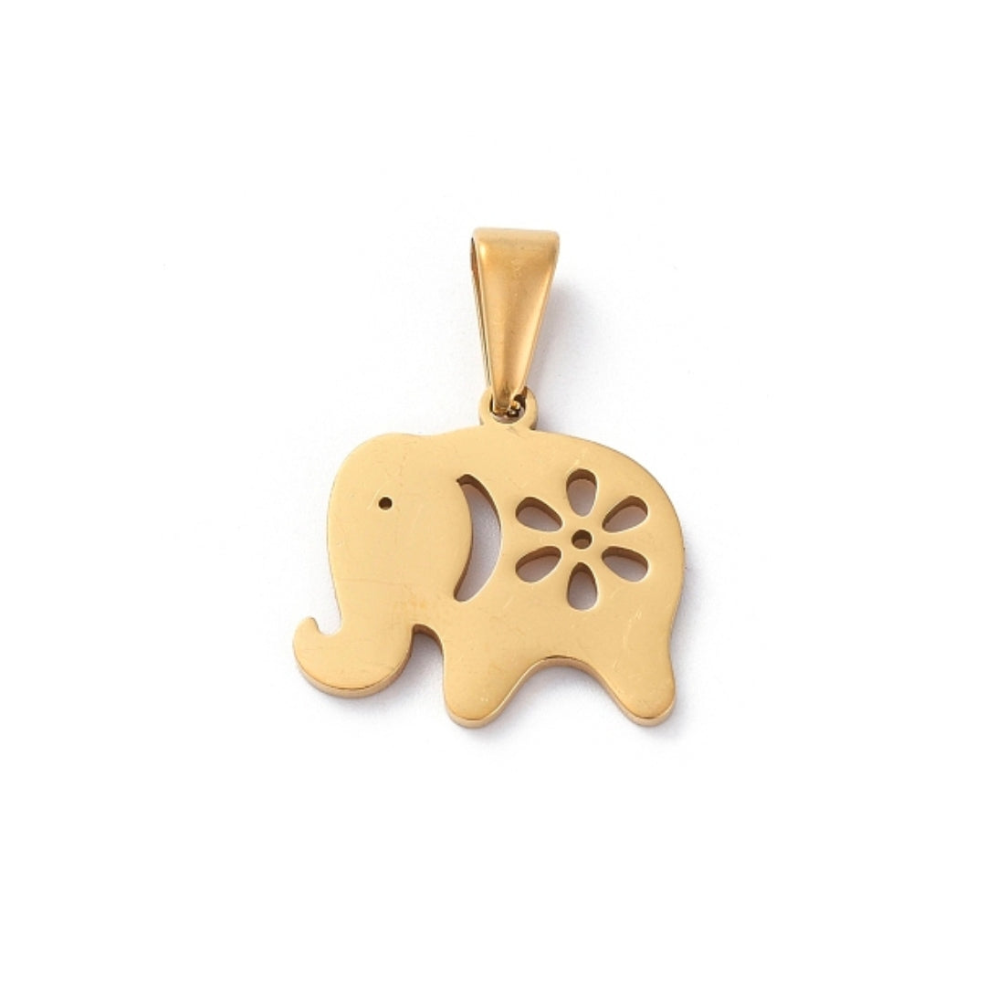 Pendentif Doré Eléphant avec Fleur