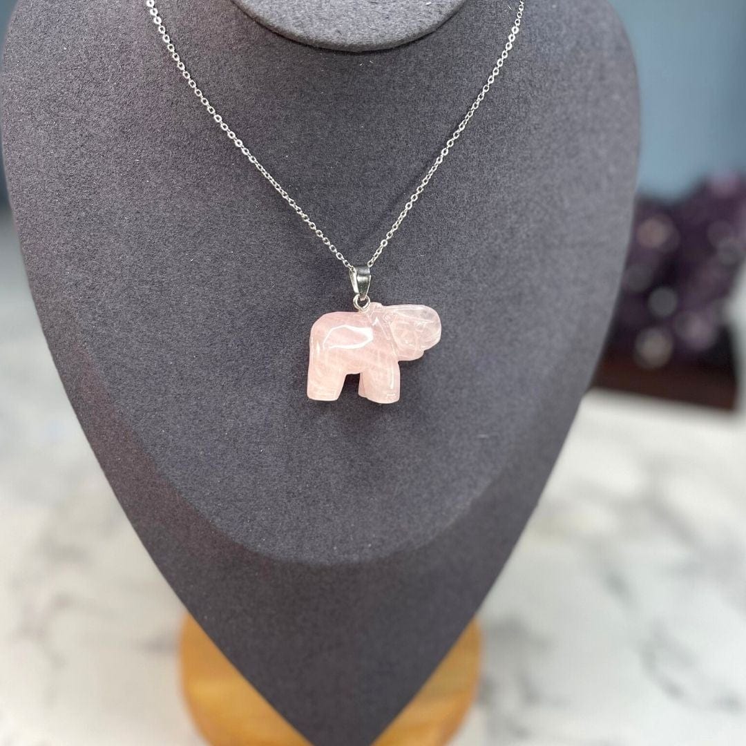 Pendentif éléphant quartz rose