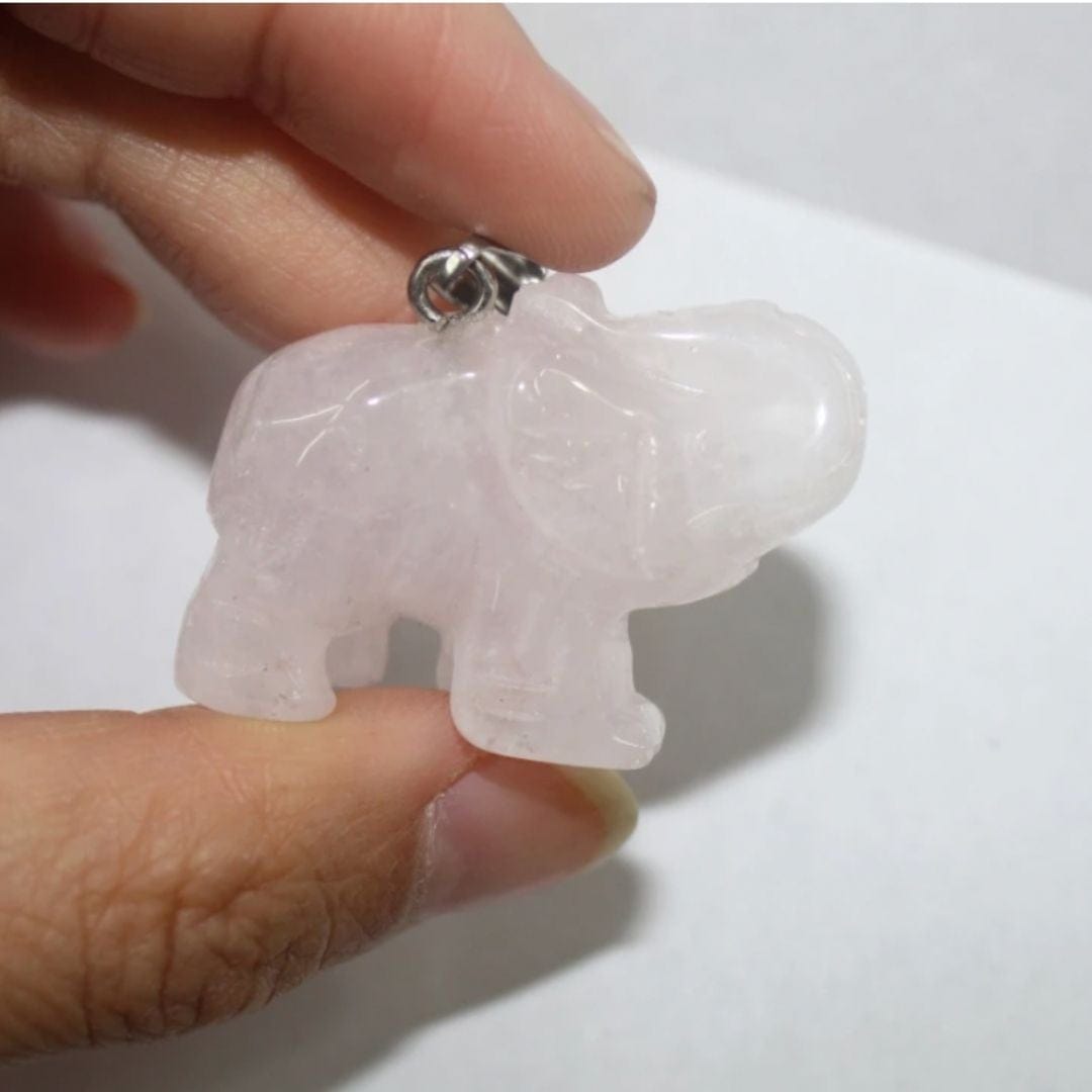 Pendentif éléphant quartz rose