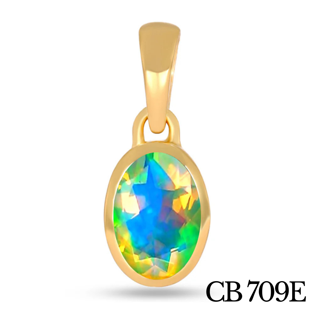 Pendentif solitaire en Opale Éthiopienne
