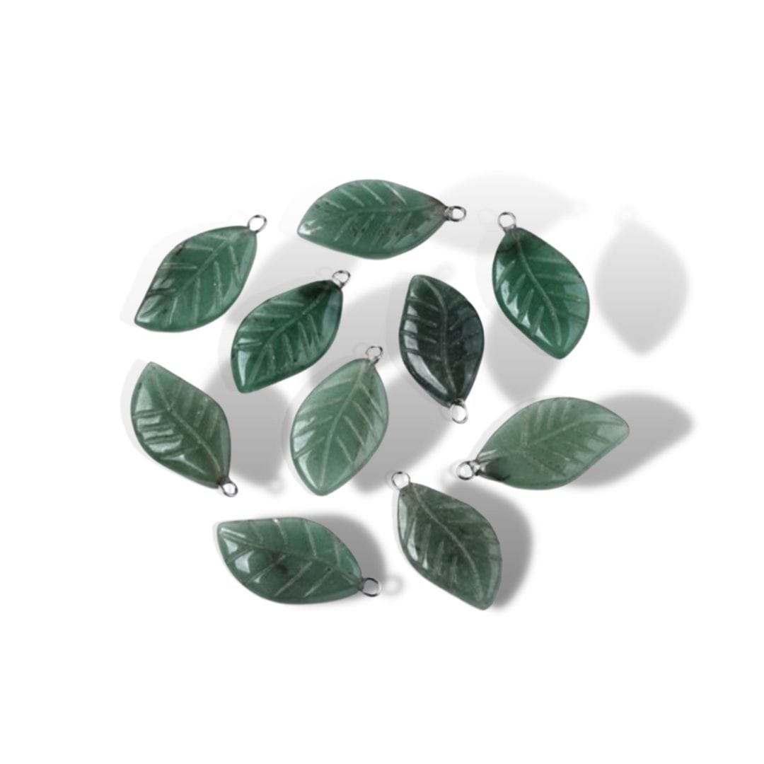 Pendentif feuille aventurine - Breloques et pendentifs