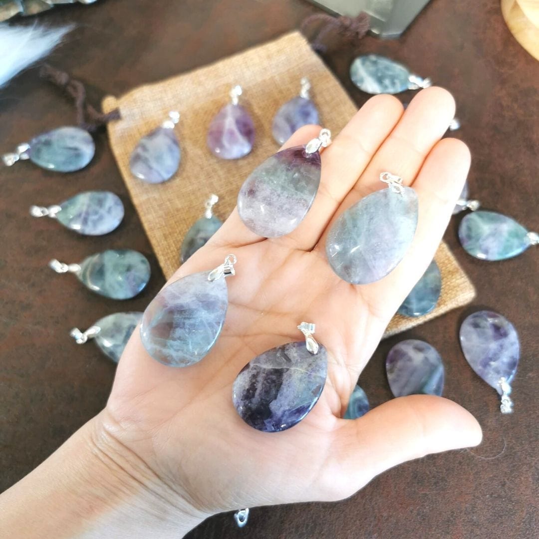 Pendentif fluorite Arc-en-ciel - Breloques et pendentifs