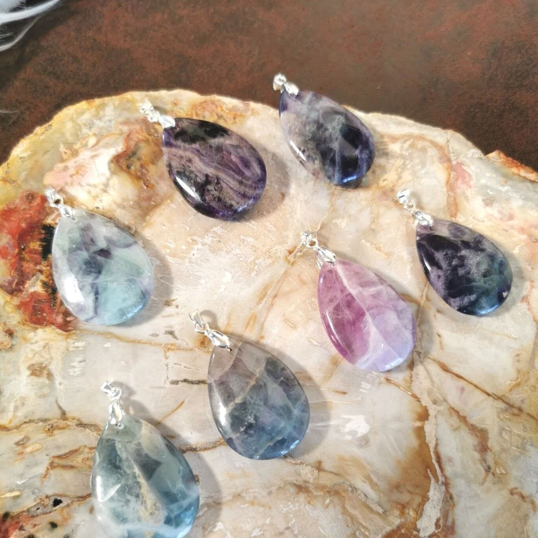 Pendentif fluorite Arc-en-ciel - Breloques et pendentifs