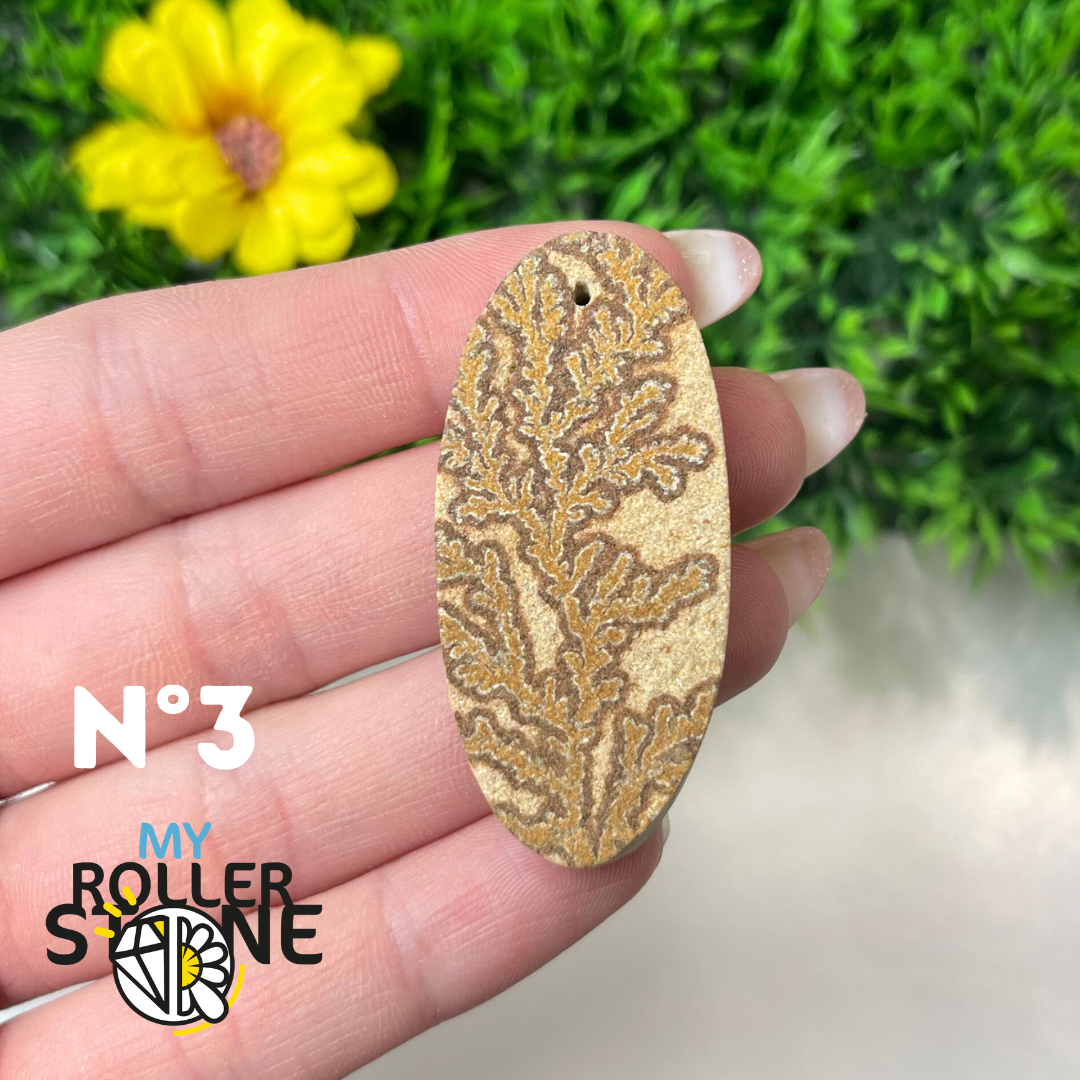 Pendentif Fossil dentritique 5A percé - 3