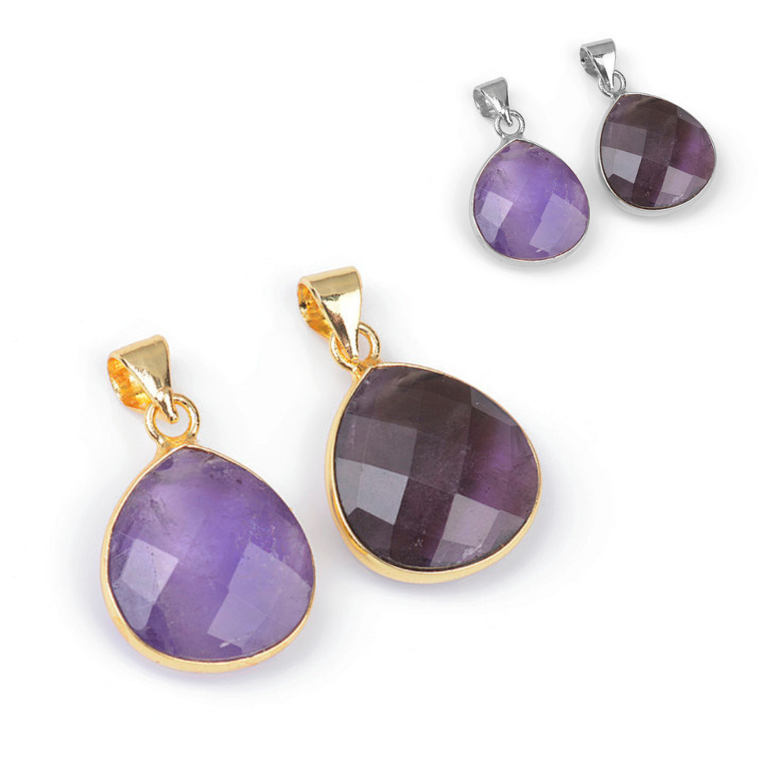 Pendentif goutte facettée Améthyste - Breloques et pendentifs