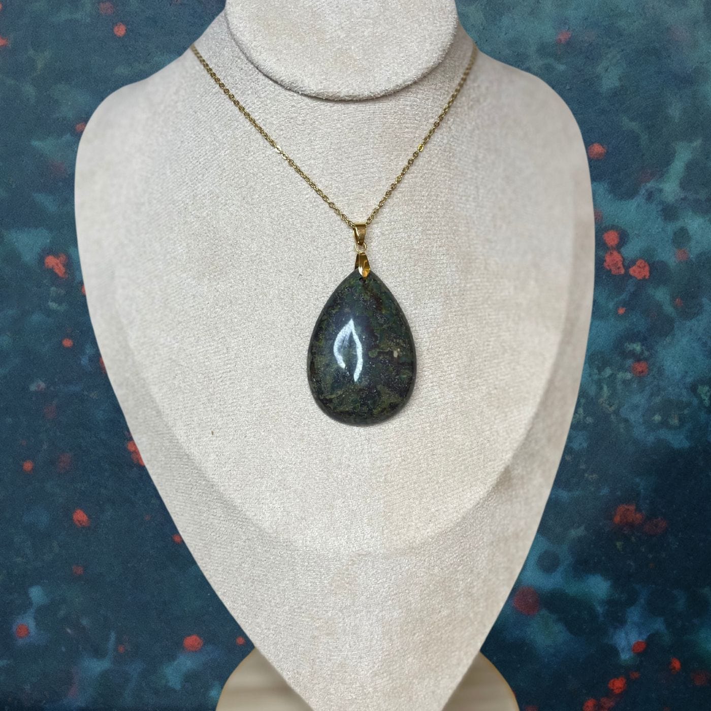 Pendentif goutte Jaspe sang de Dragon - Breloques et pendentifs