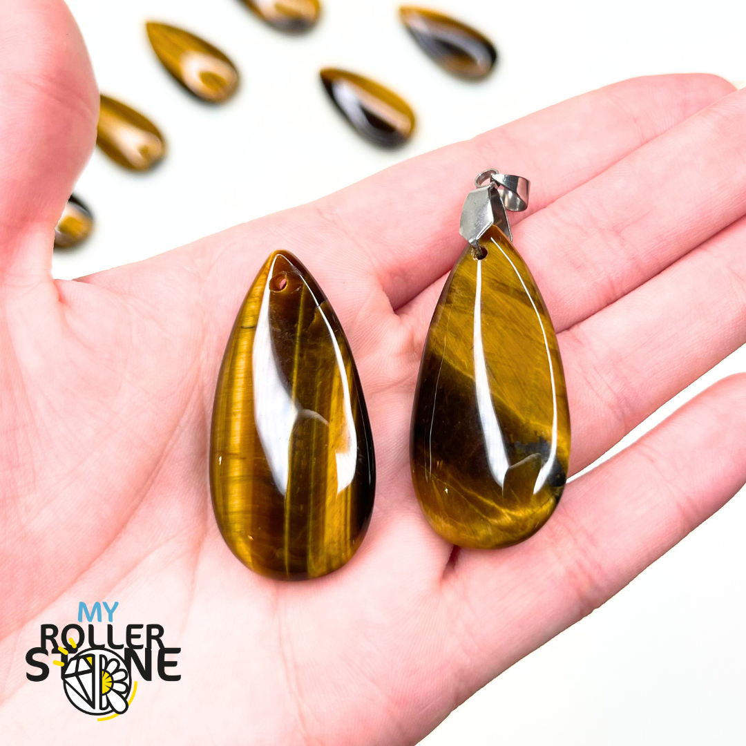 Pendentif Goutte (Labradorite Lapis Lazuli Oeil de Tigre Sodalite Bronzite) - Oeil de Tigre - Perles