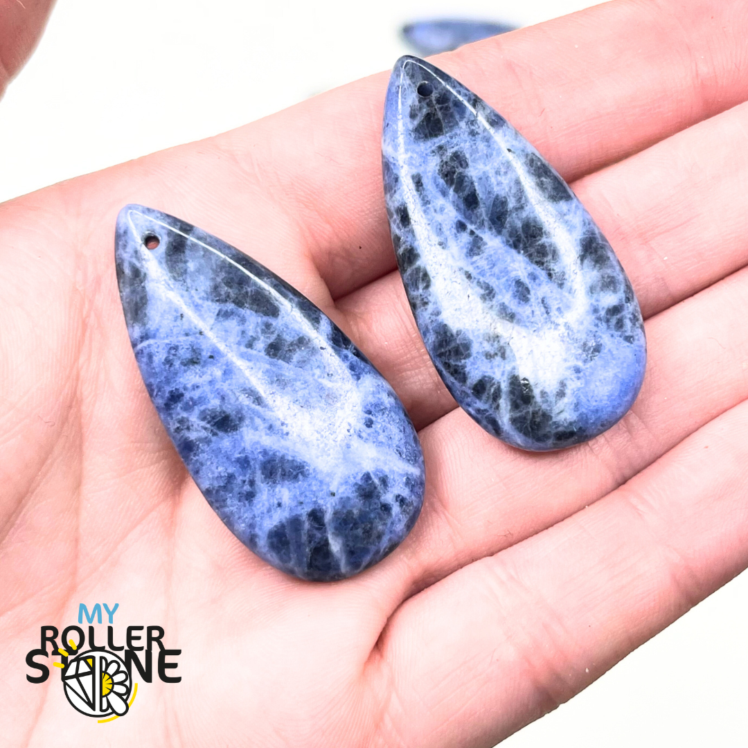 Pendentif Goutte (Labradorite Lapis Lazuli Oeil de Tigre Sodalite Bronzite) - Sodalite - Perles