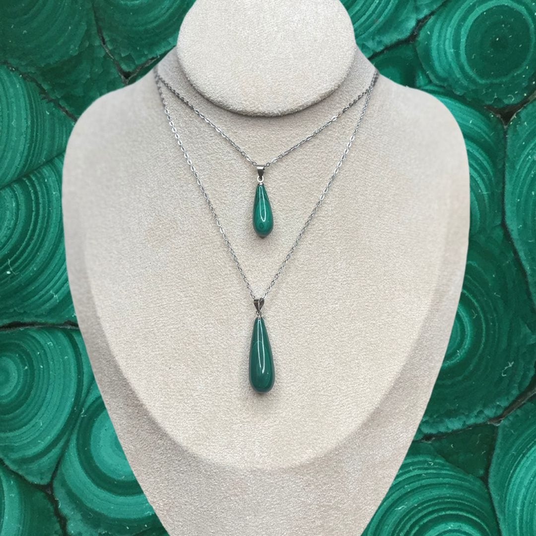 Pendentif goutte en malachite