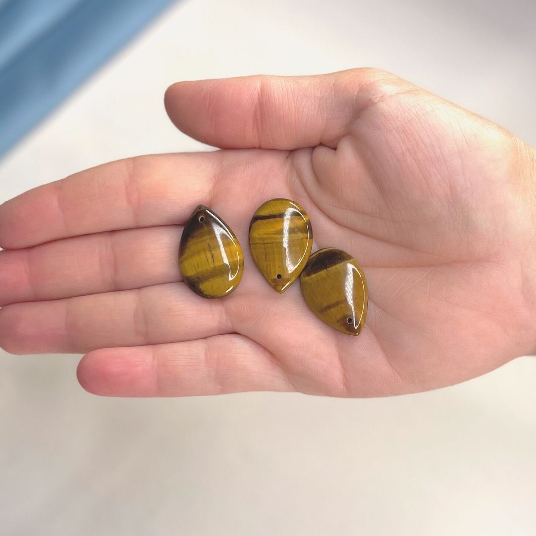 Pendentif goutte pierre Oeil de tigre - Perles