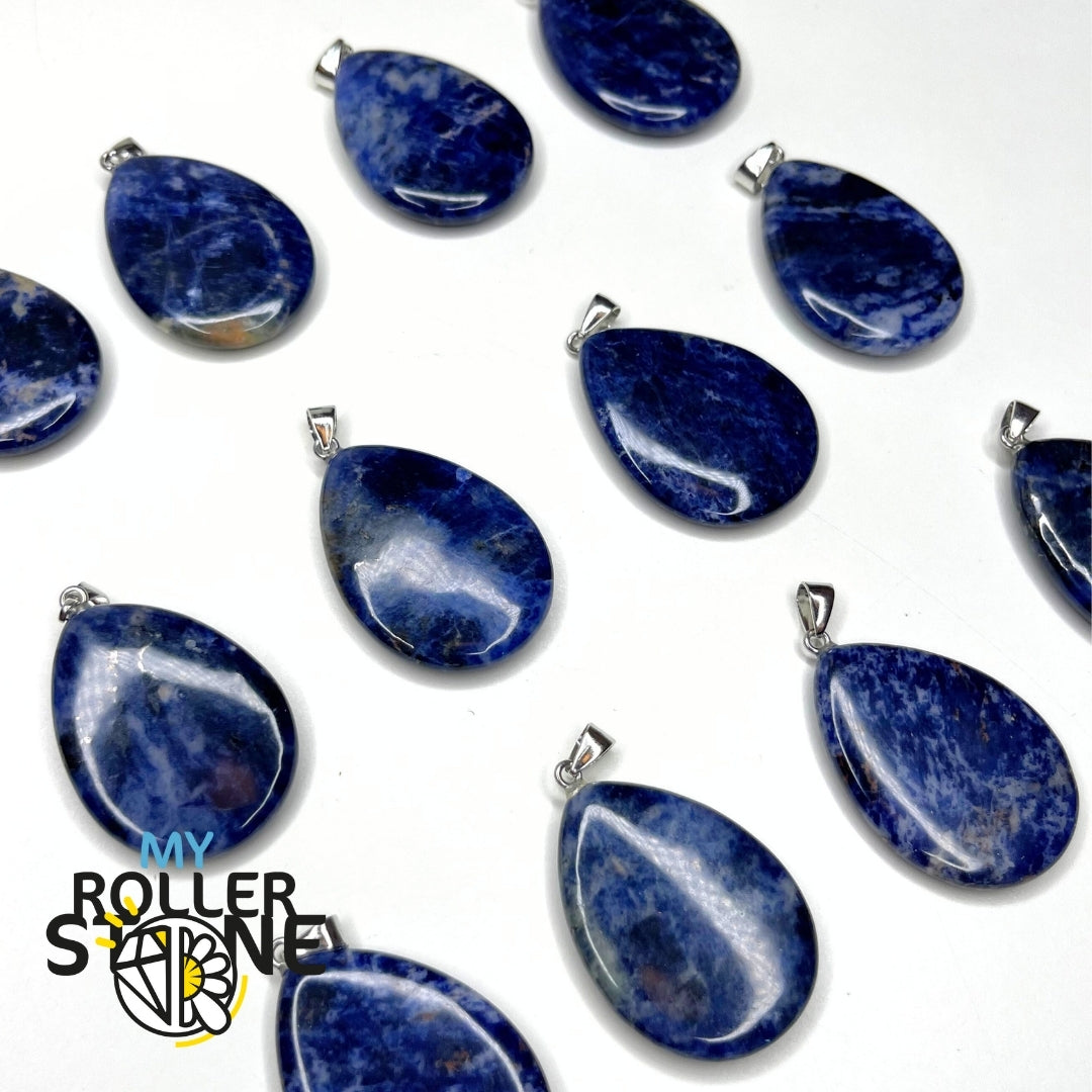 Pendentif Sodalite Pierre Naturelle - Bijou Femme énergie, Confiance, Lithothérapie - Neuf Sans Emballage