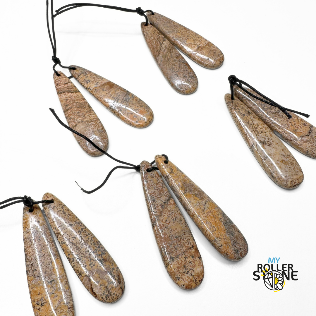 Pendentif Jaspe Paysage Duo - N°4 - Breloques et pendentifs