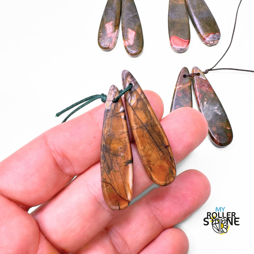 Pendentif Jaspe Picasso Duo - Breloques et pendentifs