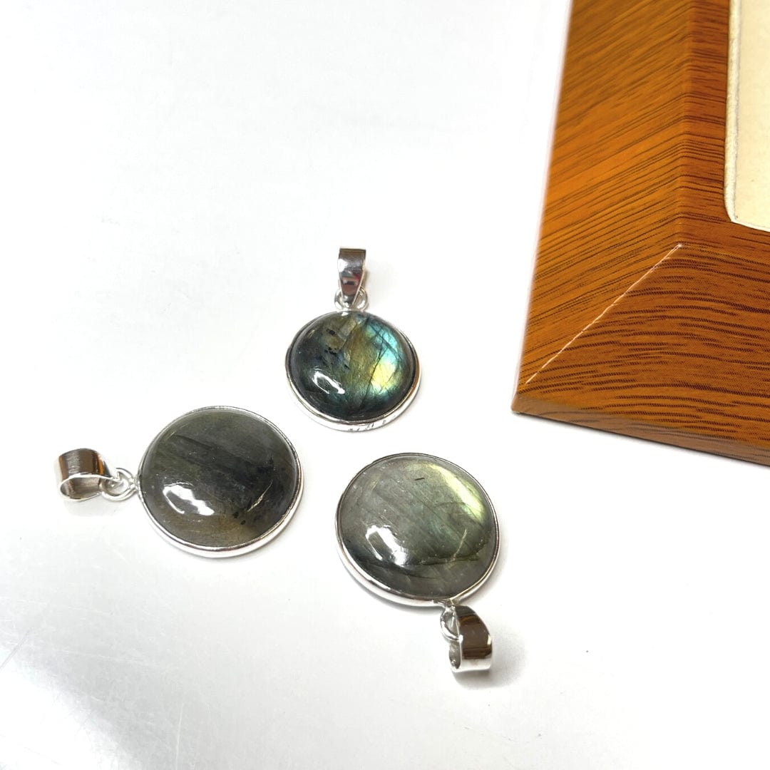 Pendentif Labradorite Argent 925 - Ronde Petite