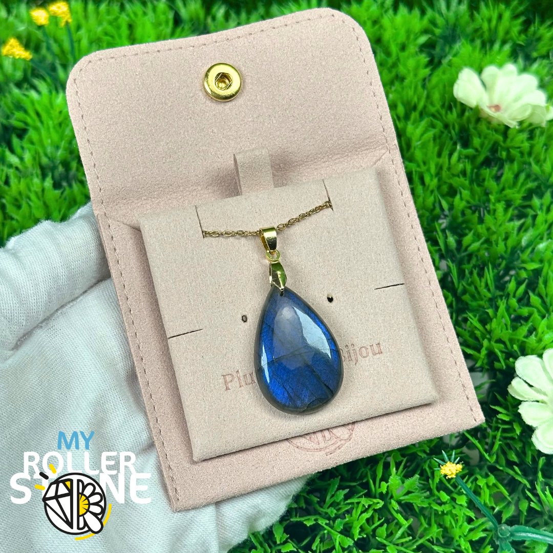 Pendentif Labradorite bleue percé 5A