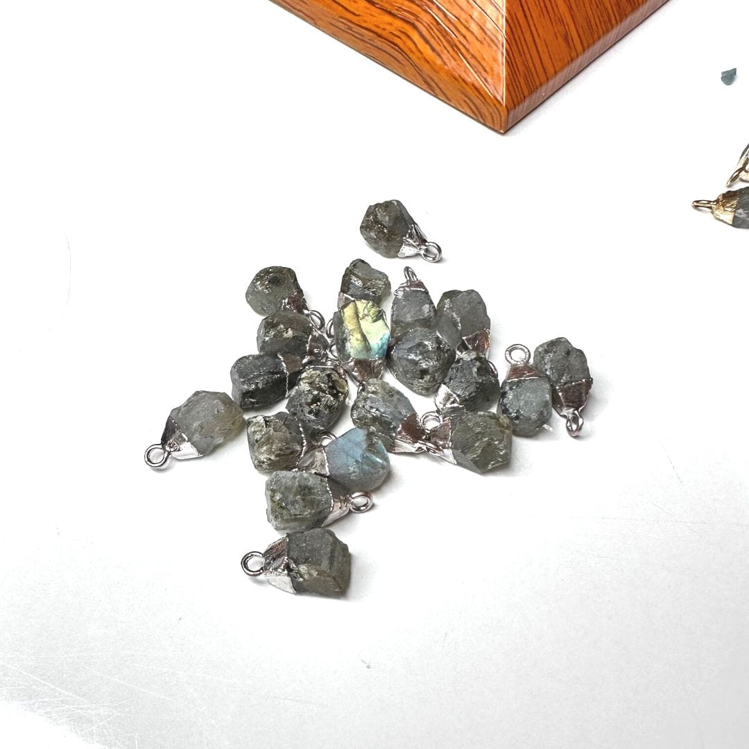 Pendentif Labradorite brute Plaqué Or/Argent - Argent - Perles