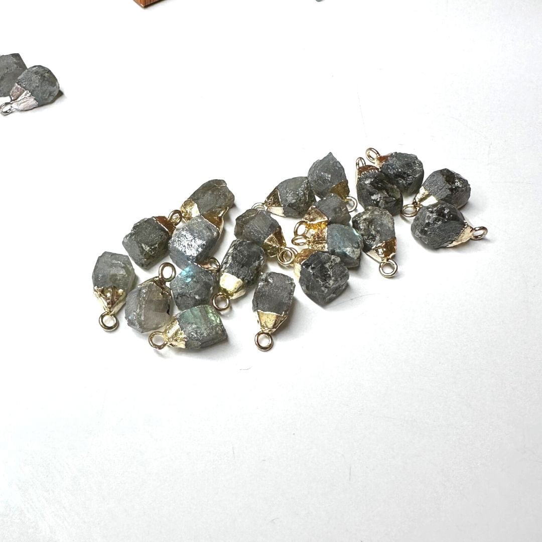 Pendentif Labradorite brute Plaqué Or/Argent - Argent - Perles
