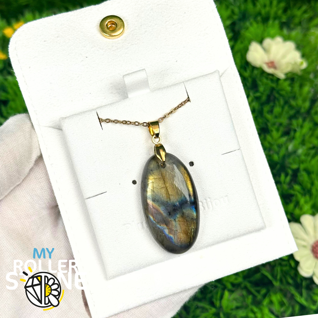 Pendentif Larme En Labradorite - Reflets Magnifiques - Longueur 5 Cm - Neuf Sans Emballage
