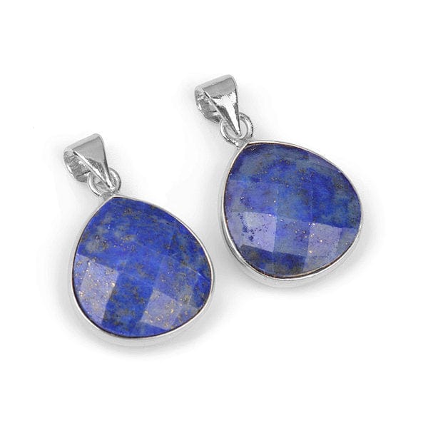 Pendentif Lapis Lazuli Goutte Facettée Argenté