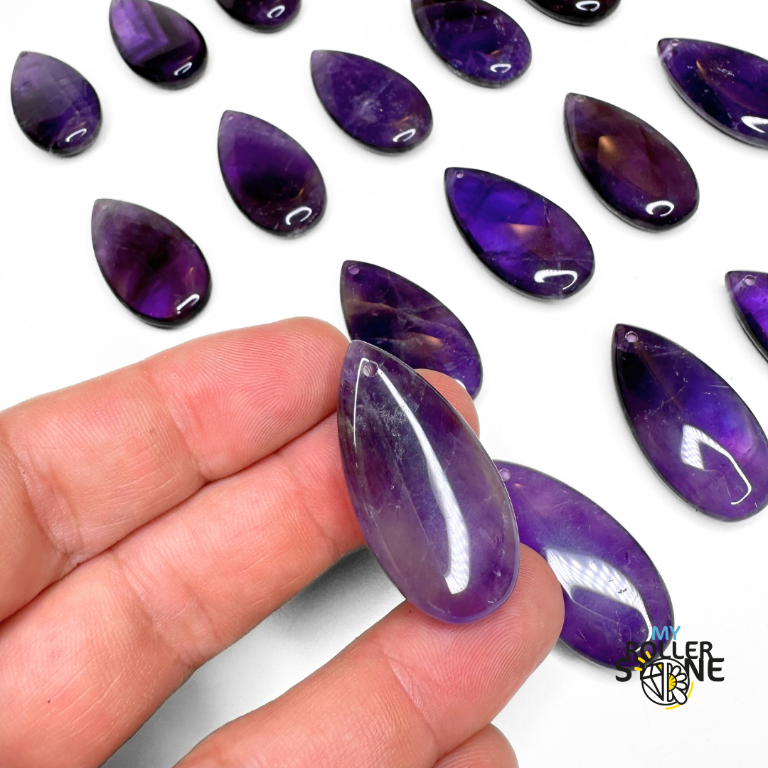 Pendentif Larme en Amethyste - Perles