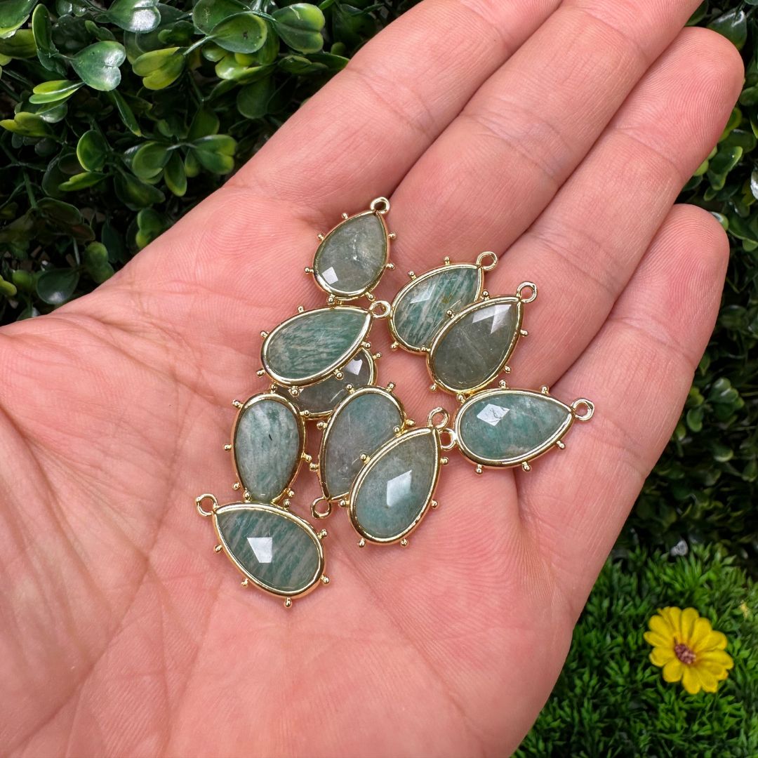 Pendentif Marquise facetté - Amazonite - Perles