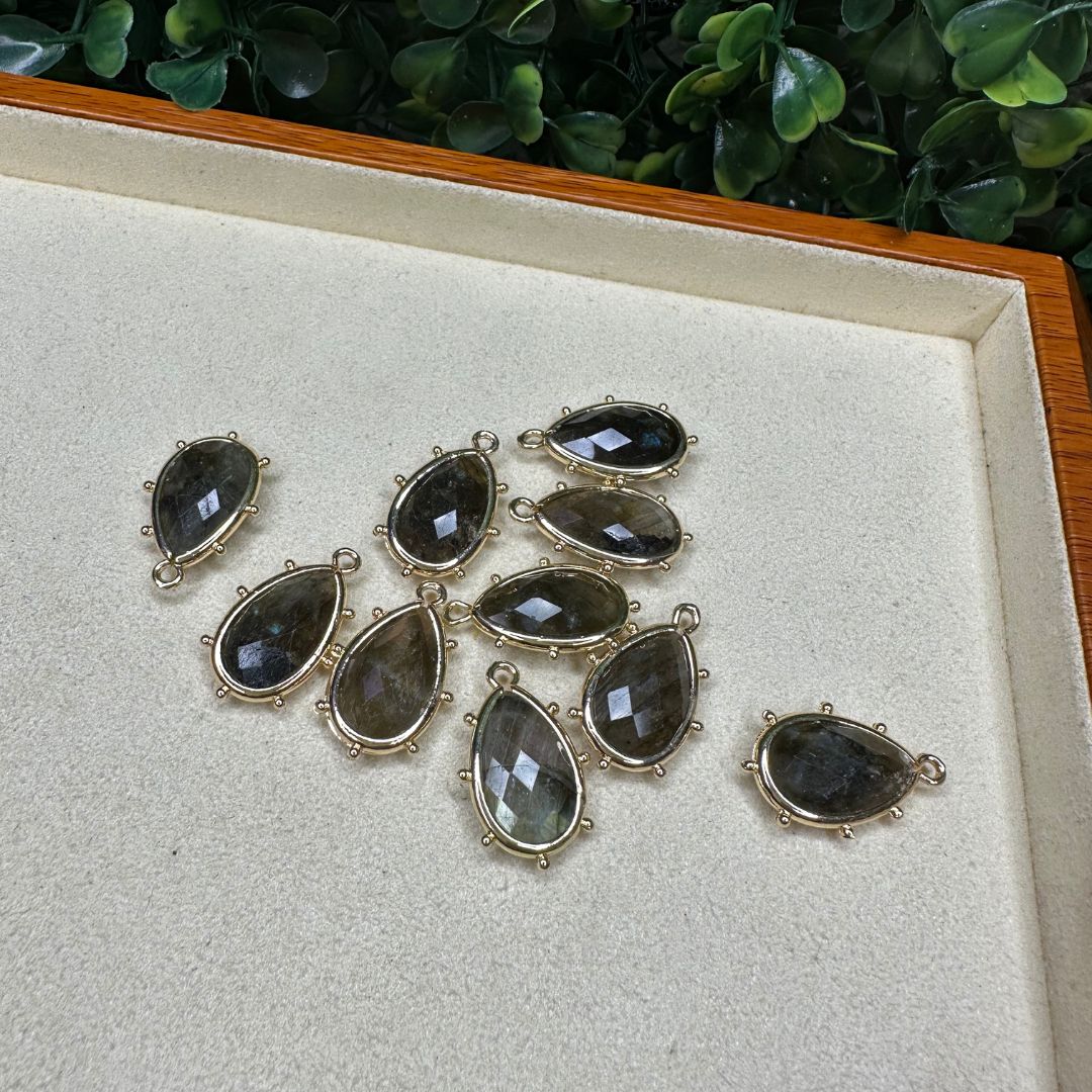 Pendentif Marquise facetté - Labradorite - Perles