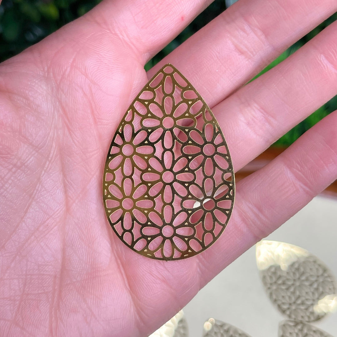 Pendentif Motif Floral Acier Inoxydable