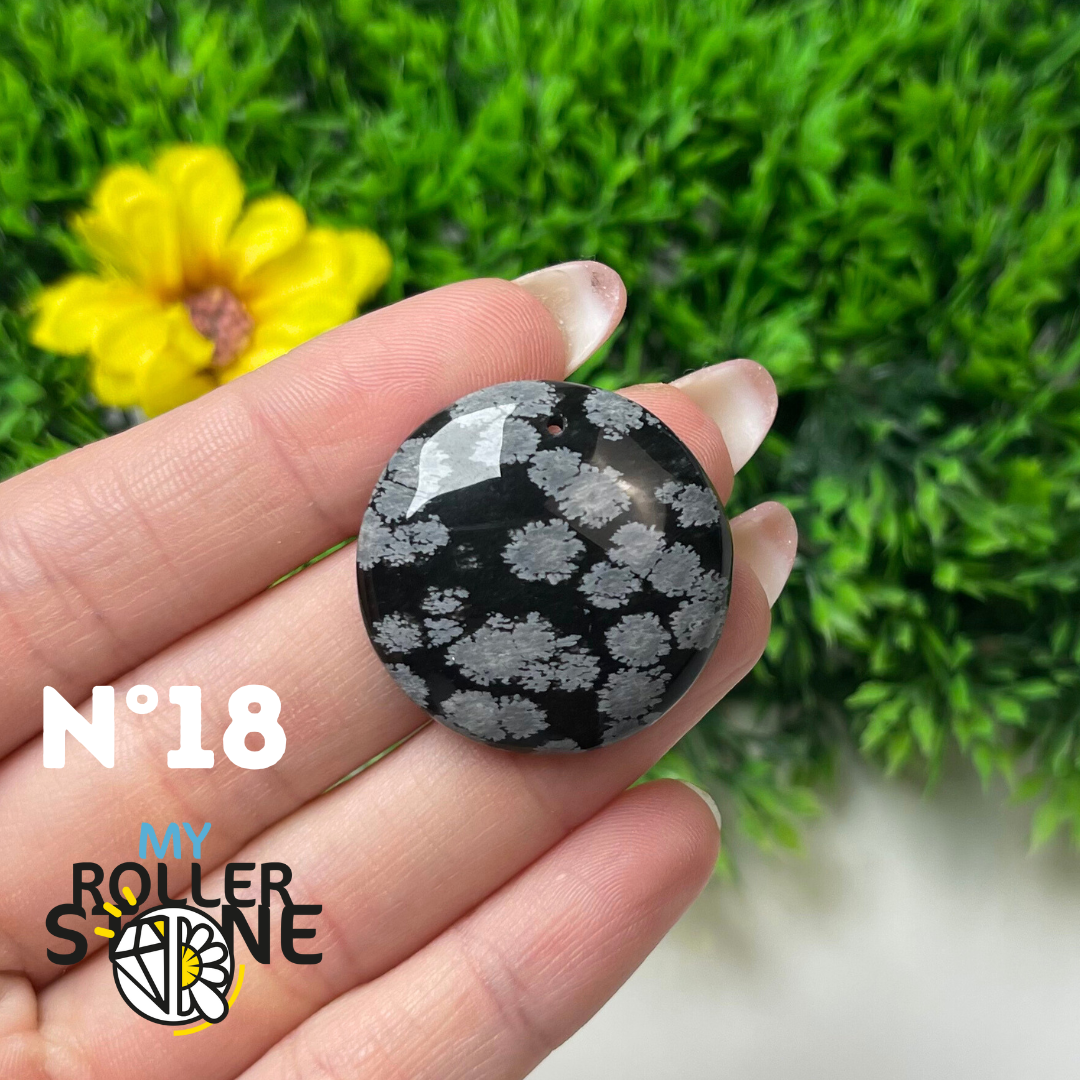 Pendentif Obsidienne flocon de neige 5A percé - 18