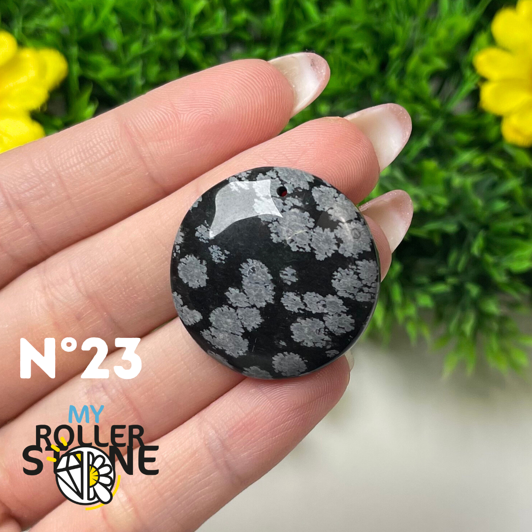 Pendentif Obsidienne flocon de neige 5A percé - 23