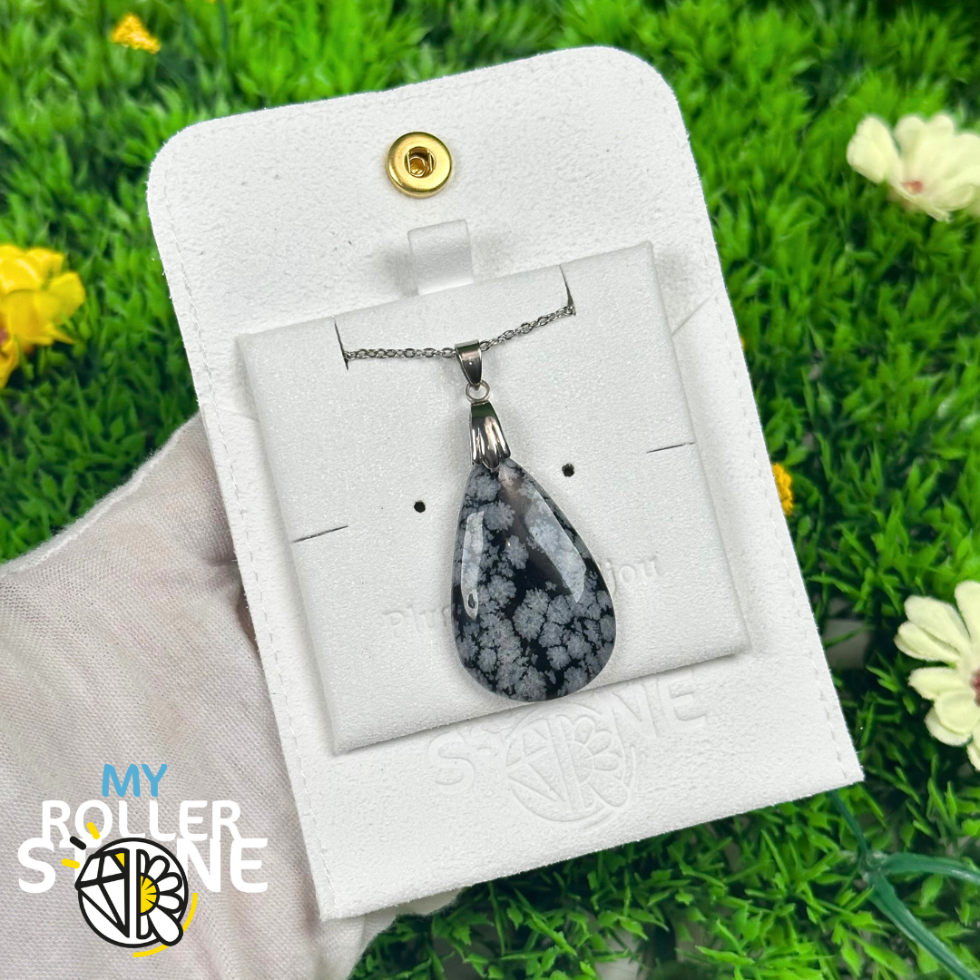 Pendentif Obsidienne flocon de neige 5A percé