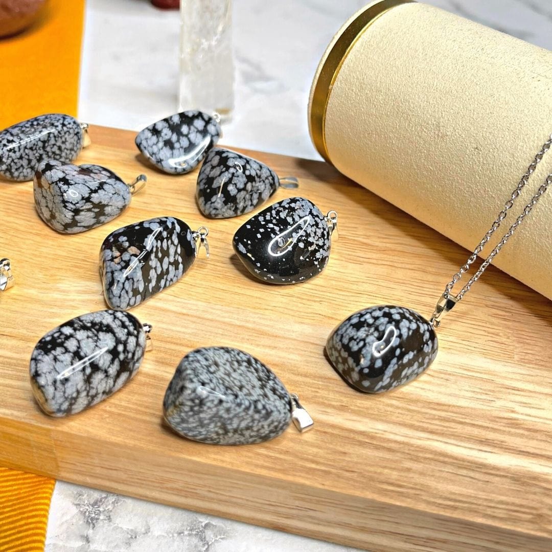 Pendentif Obsidienne flocon de neige