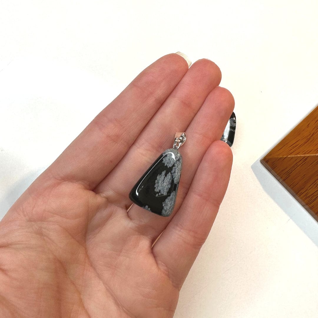 Pendentif Pierre Naturelle Obsidienne Flocon de Neige