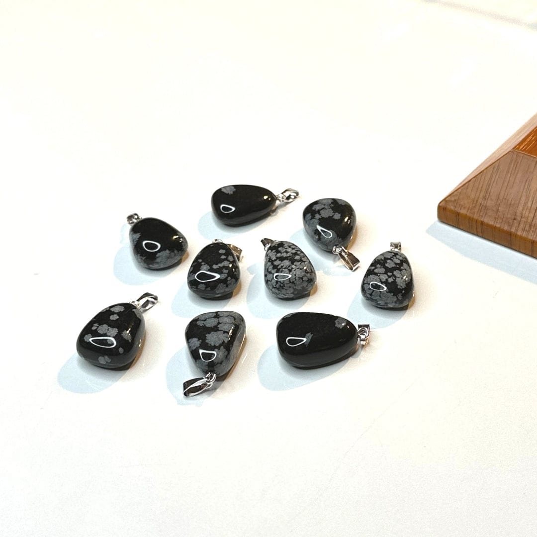 Pendentif Obsidienne Flocon de Neige du Nevada - Breloques et pendentifs
