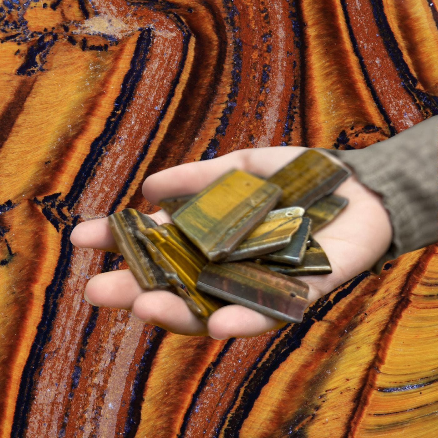 Pendentif Oeil de tigre tranche - Breloques et pendentifs