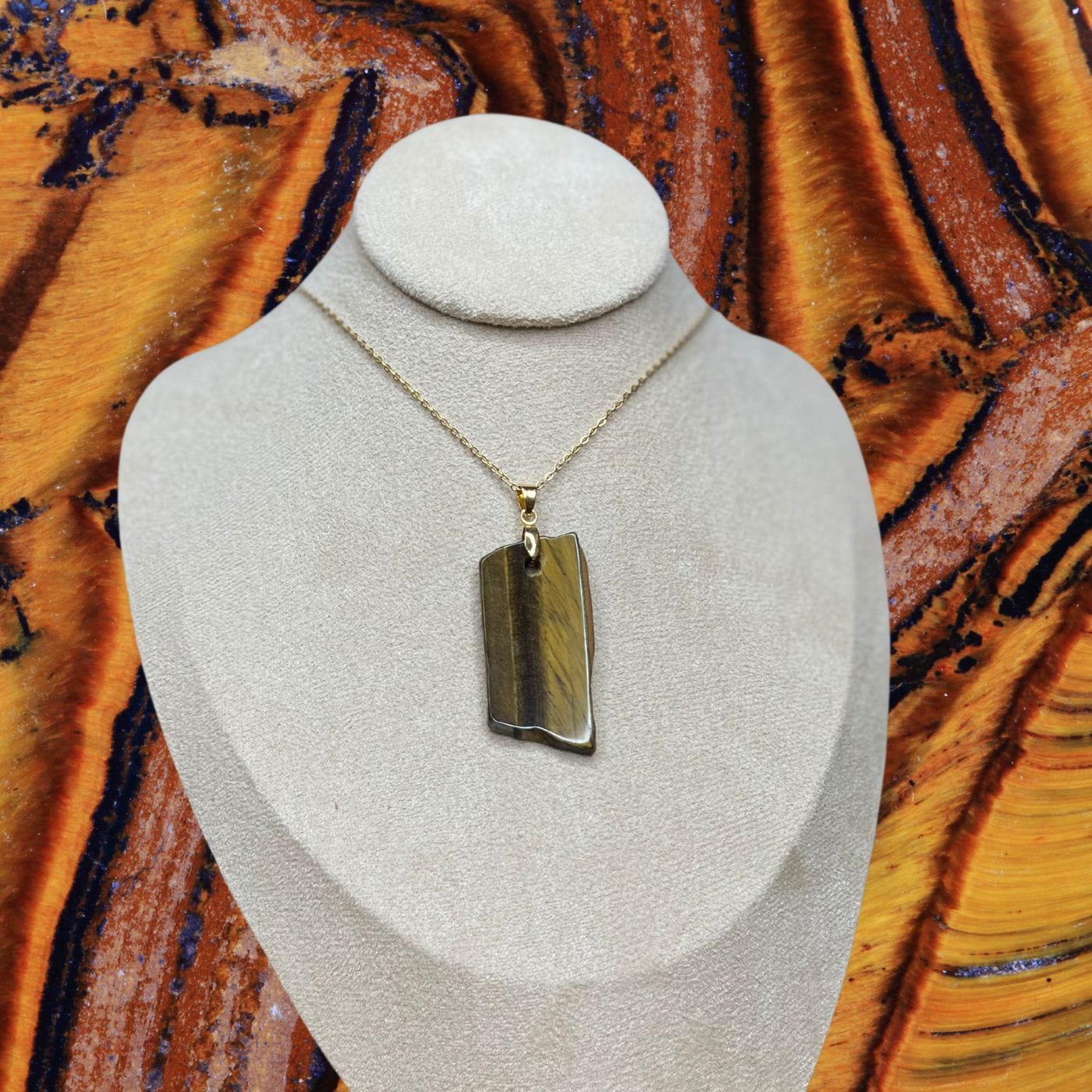 Pendentif Oeil de tigre tranche - Breloques et pendentifs