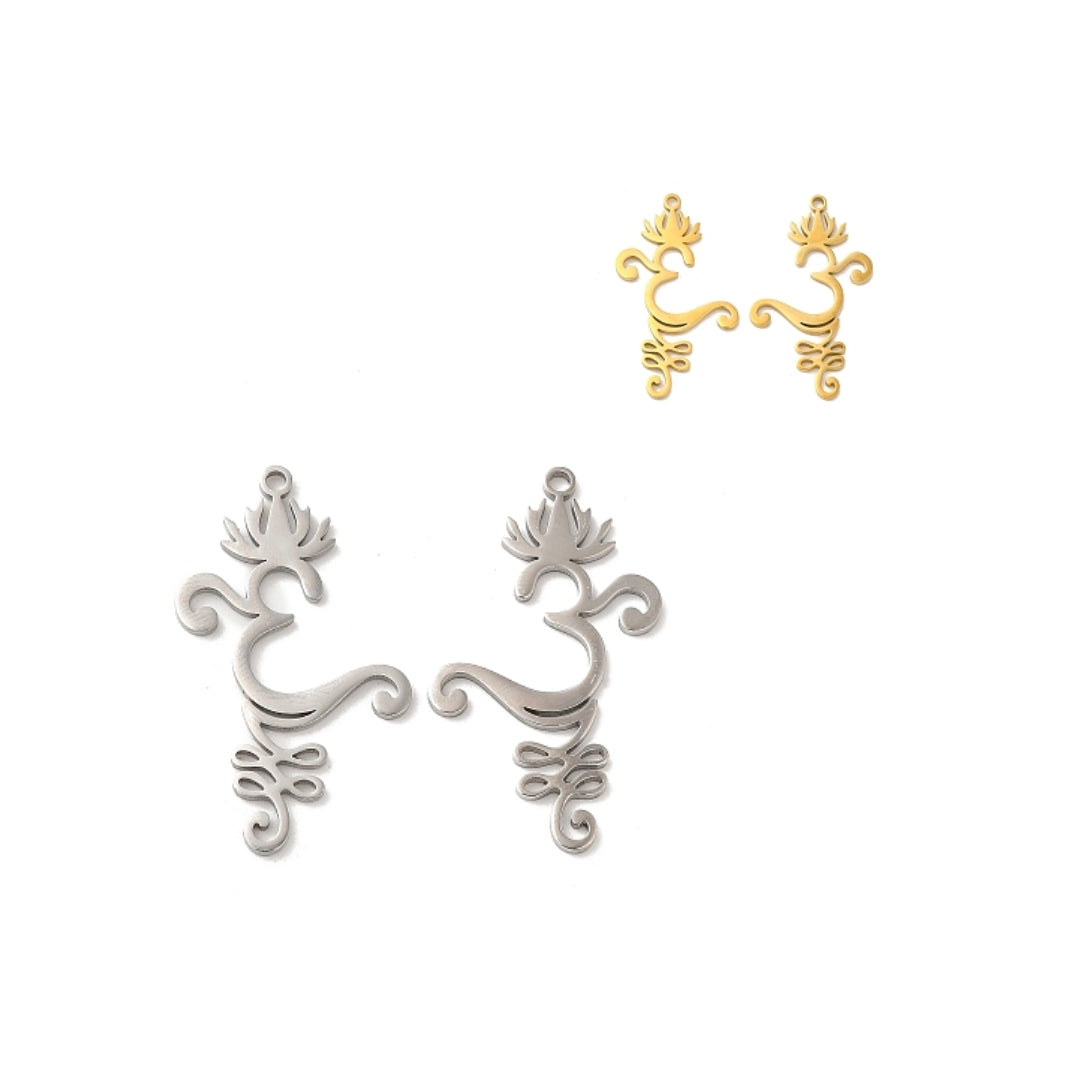 Pendentif Om et Lotus Acier Inoxydable - Breloques et pendentifs
