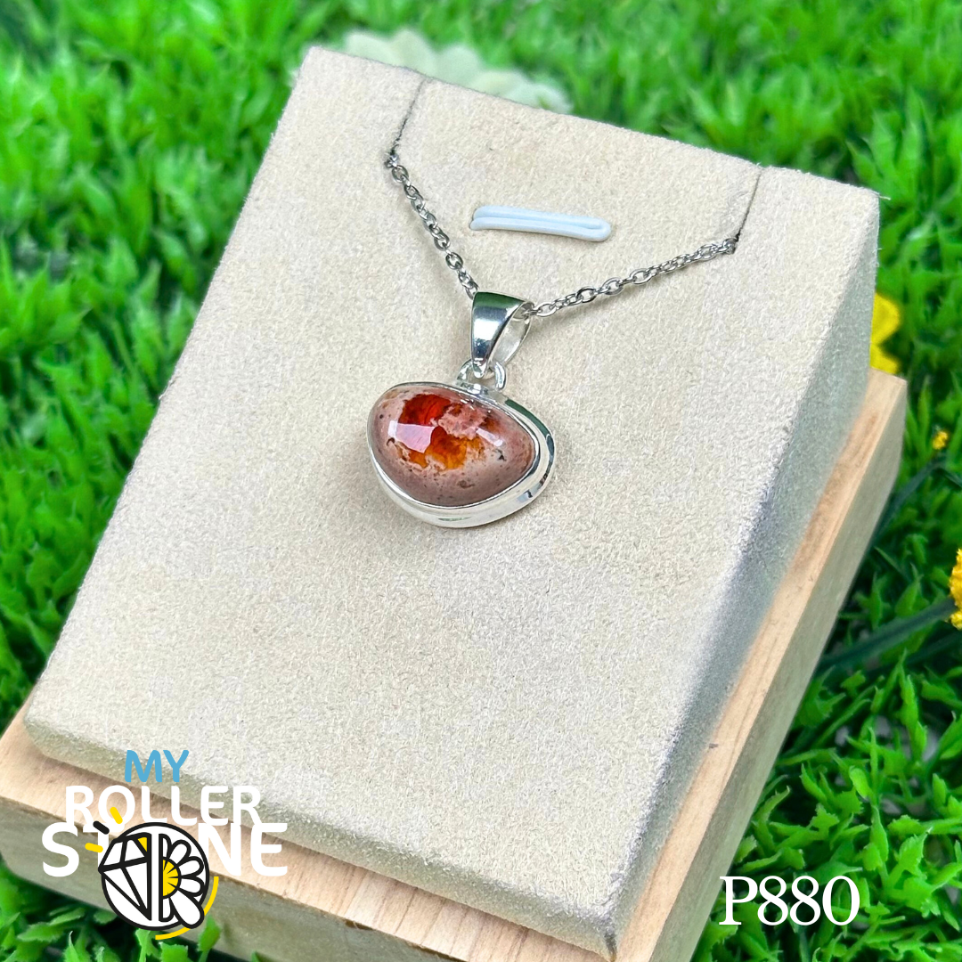 Pendentif Opale De Feu Argent #P880